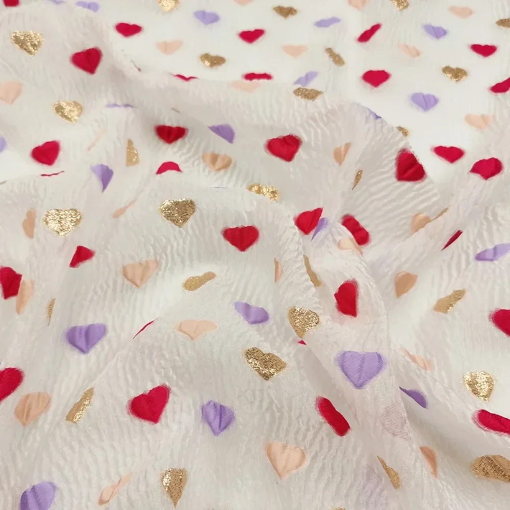 

Прозрачная жаккардовая ткань для родителей и детей, цветной комбинезон в форме сердца, юбка из хлопчатобумажной ткани, детское летнее платье, шитье на метр