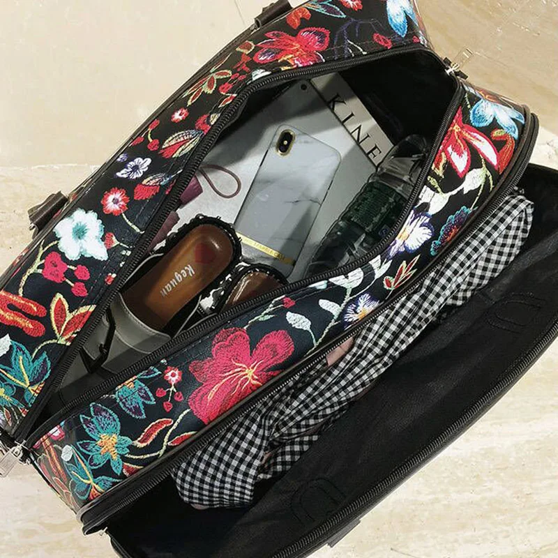 2023 tas tangan Travel wanita kulit luar ruangan tas tangan Fashion baru Portable Hand Fitness Floral Duffel akhir pekan tahan air untuk L