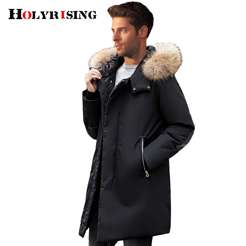 Holyrising Men down duck jackets doudoune homme men clothing thick keep warm hooded jacket winter 18503-5