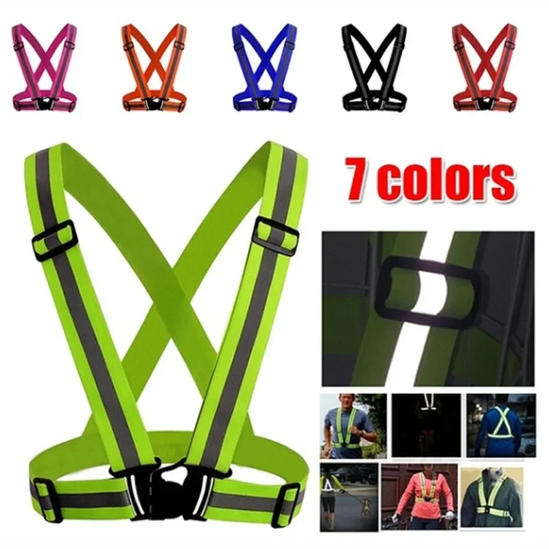 Highlight Reflective Straps Night Running Riding Clothing Vest Adjustable Safety Vest Elastic Band For Adults and Children