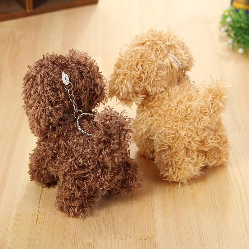 12 cm Simulation Dog Poodle Plush Toys  Animal Suffed Doll Key Chain Ring Pendant Plush Toys Christmas Gift