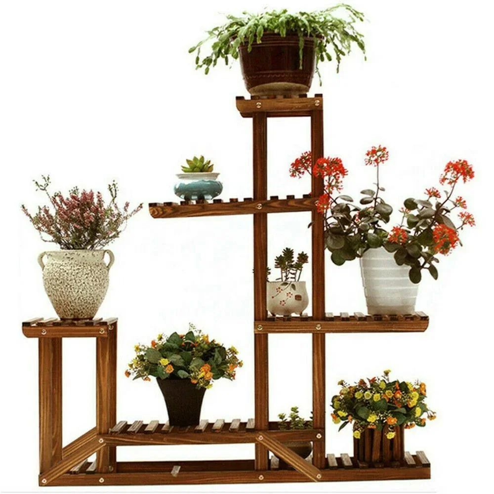 Multi Tier Wood Flower Rack shelf  Plant Stand  Shelves Bonsai Display Shelf Indoor