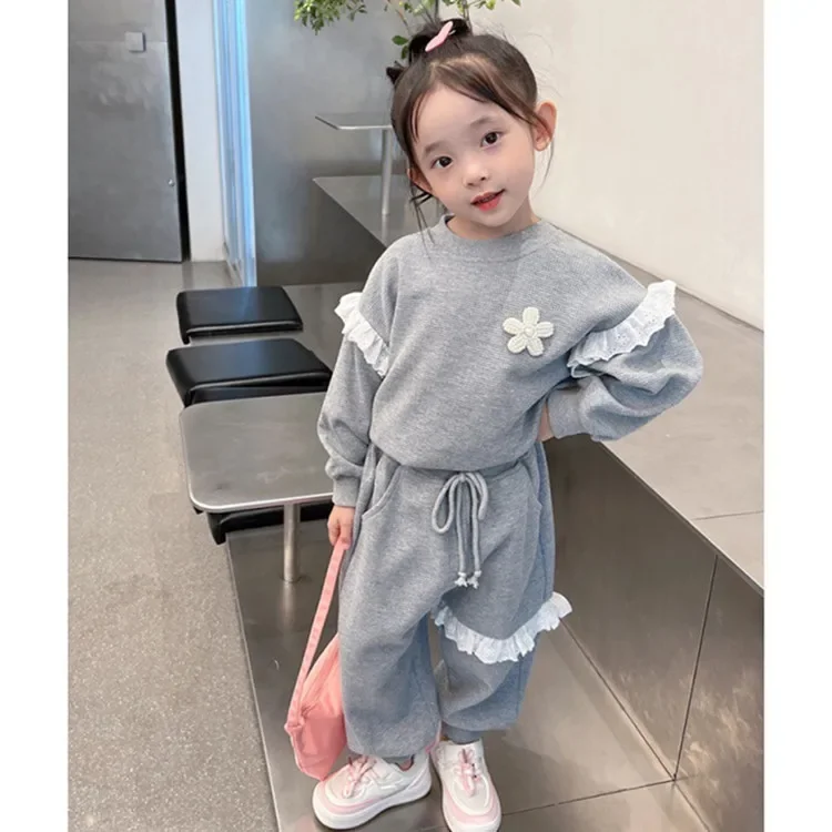 2026 New Children's Girls' Autumn Set Cute Long Sleeve Top+ Pants Casual Sports Versatile Trendy Children's Two-Piece Set100-150