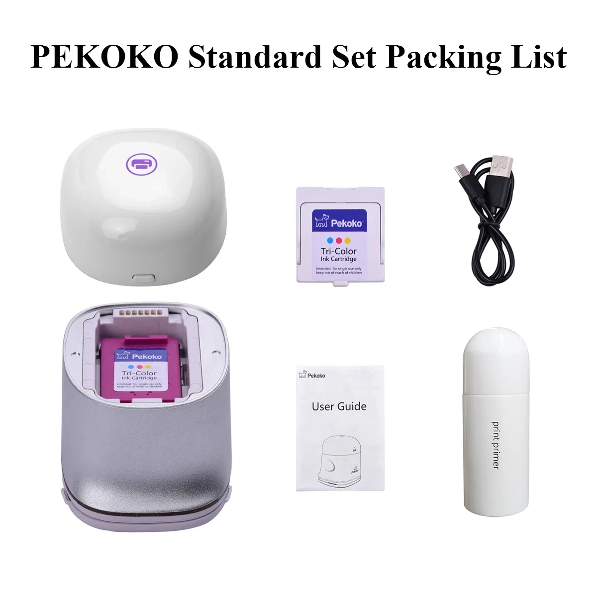 PEKOKO Mini Handheld Color Printer K1 Portable Inkjet Printer 14mm Print on Paper Clothes APP for Customized Text Barcodes Label