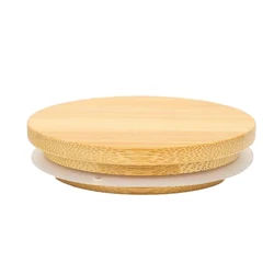 80mm Bamboo Wood Lid Candle Cup Bamboo Lid With Silicone Ring seal Handmade Wax Container Candle Holder Cup Lid -1PCS