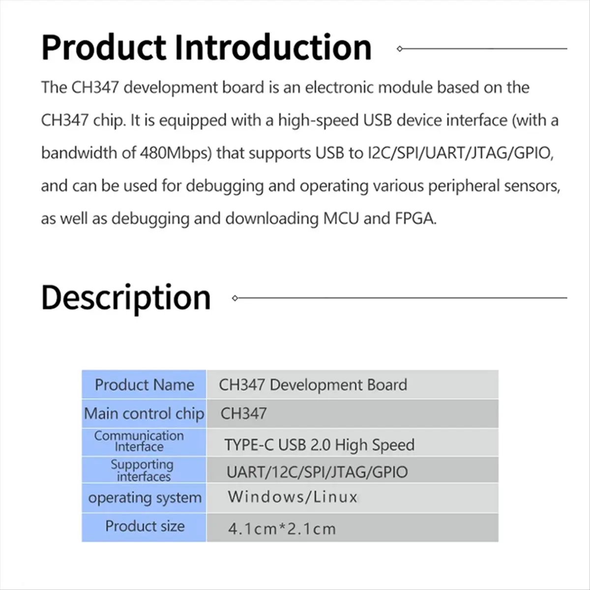 【~ New AA91】CH347T Development Board Module USB2.0 High Speed USB to UART / / SPI / JTAG / GPIO Open Source USB-HS-Bridge