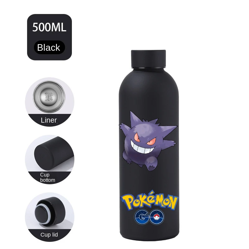 Izolowany kubek Pokemon Sportowa butelka z małymi ustami Kolor anioła Dwuwarstwowa próżniowa butelka ze stali nierdzewnej Cola Kawa Matowa butelka