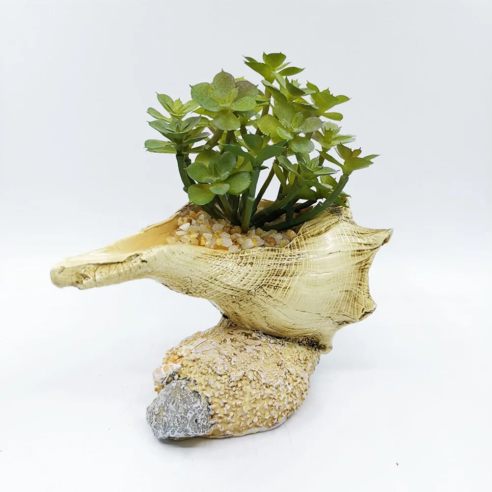 

Кашпо в форме ракушки: декоративное кашпо-улитка из смолы для дома и сада, маленький контейнер для суккулентов, настольный бонсай для интерьера
