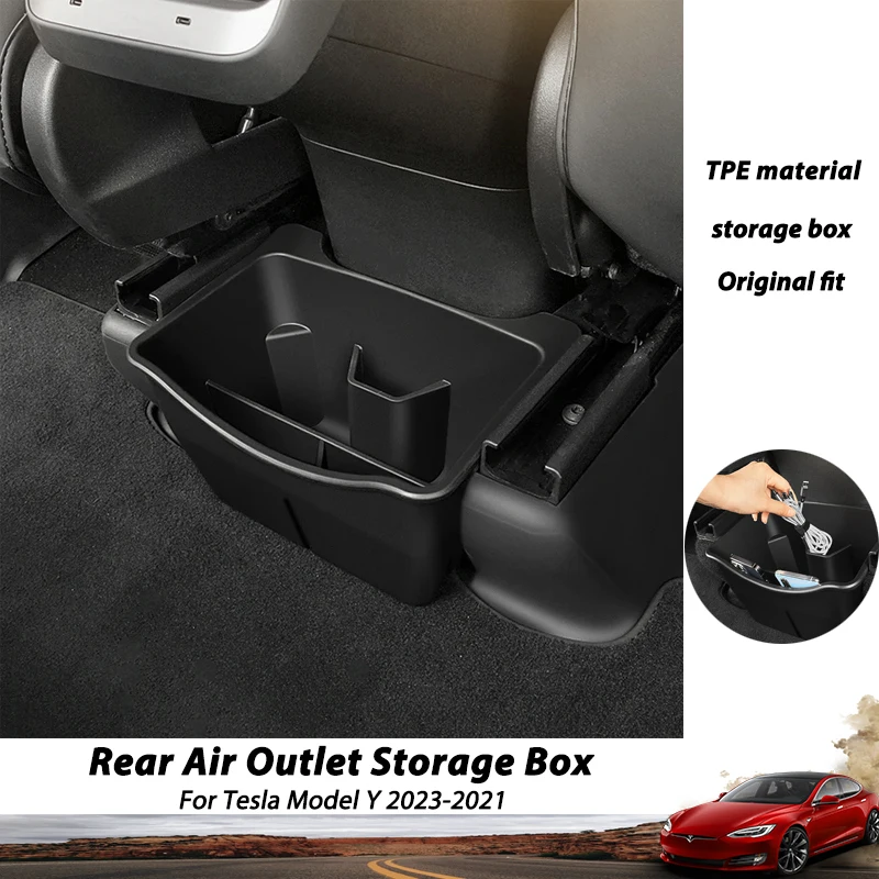 

For Model Y 2023 Rear Air Outlet Storage Box TPE Under Seat Trash Organizer For Tesla Model Y 2022 2021 Interior Accessories