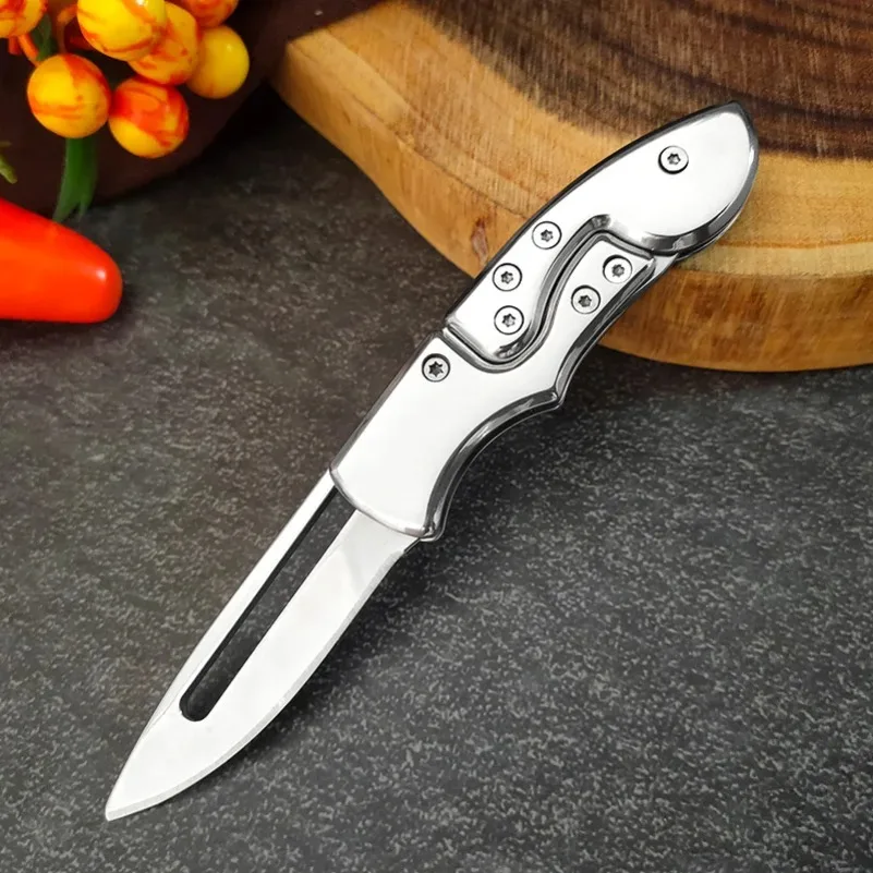 Klappmesser für Grill, Fleisch, Obst und Fisch - Küchenmesser mit Edelstahlgriff - Kochmesser zum Schneiden und Allzweckgebrauch – Detail 6