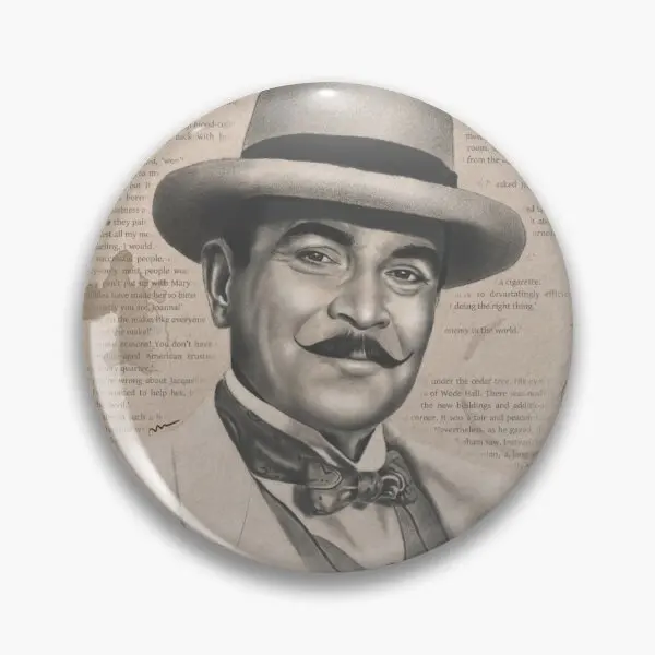 Hercule Poirot  Soft Button Pin Jewelry Hat Decor Creative Lapel Pin Lover Clothes Cartoon Metal Women Gift Cute Funny Collar