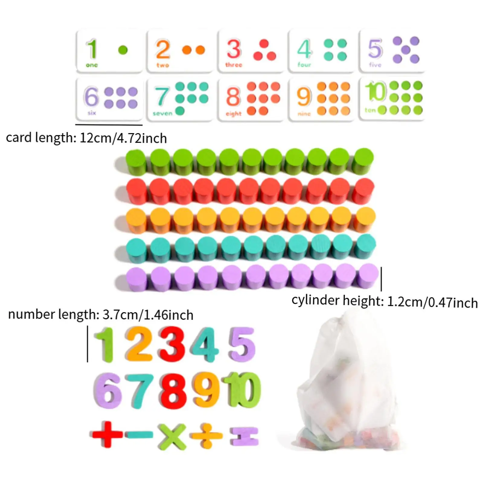 Counting Wooden Toys Educational Math Game Early Learning with 55 Pegs for Home School