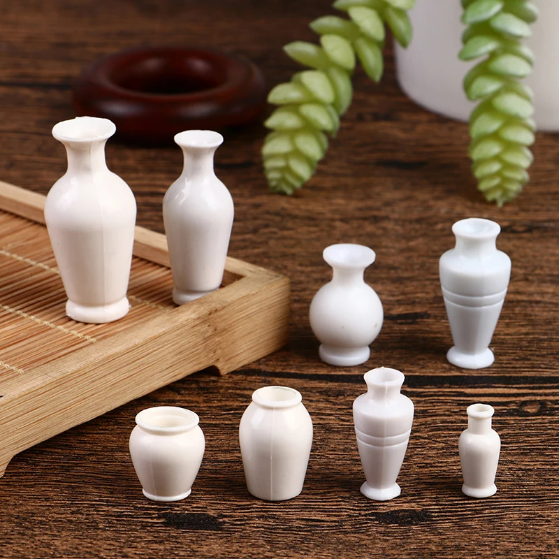 

5Pcs/set 1:12 Dollhouse Miniature Flower Vase White Flowerpot Simulation Vase Pot Model Furniture Doll House Decor Accessories