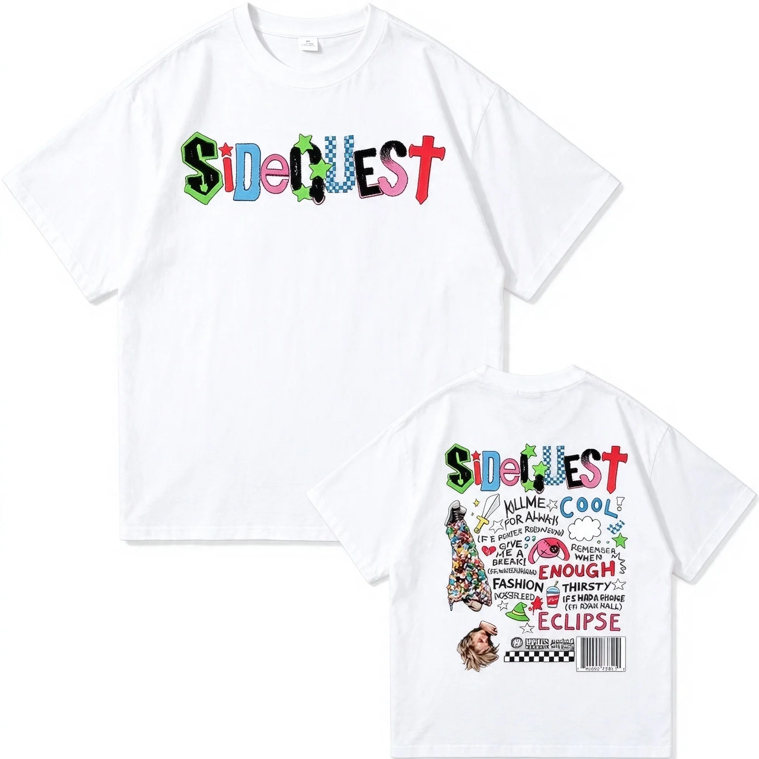 2026 Retro Doodle Art Graphic Short Sleeve, Y2K Punk Style Tee  Graffiti Letter And Hand Pattern Print For Men Women
