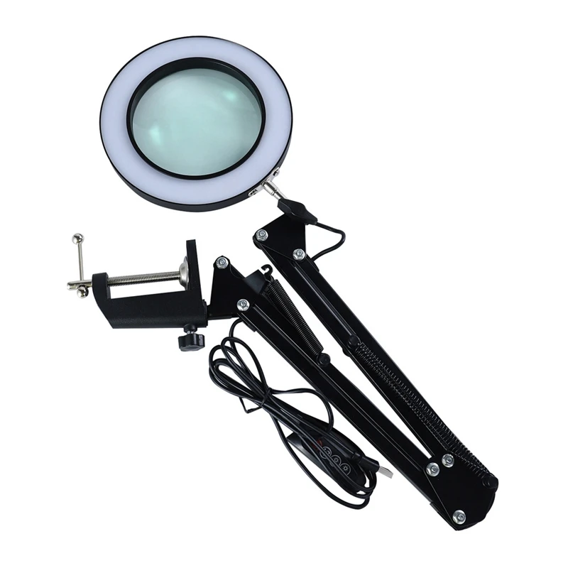 Eye Protection Fill Light LED Folding Cantilever Bracket Adjustable With 5X LED Magnifying Glass (M)