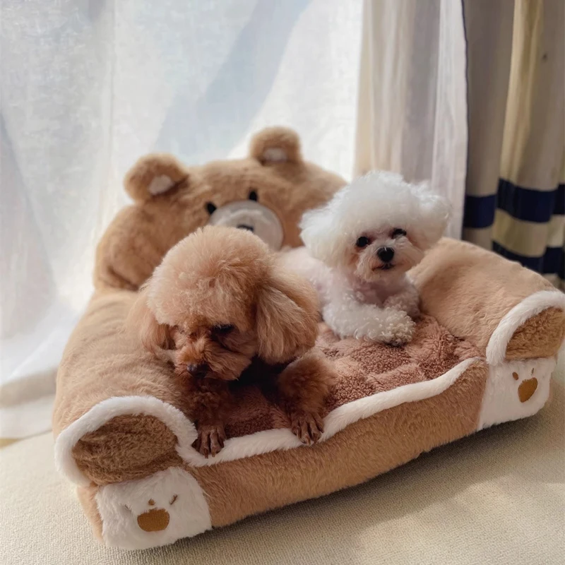 Fleece Pet Bed For Dogs Car Sofa Cushion Accessories Nest House Home Small Puppy Animal Kennel Car Seat Cartoon Chihuahua Pugs