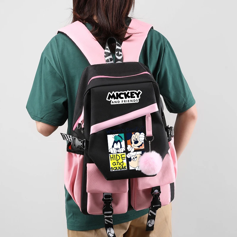 Mochila de Mickey Mouse de Anime, mochila para estudiantes y niñas, Mochilas escolares para adolescentes, mochila escolar de dibujos animados de ocio para mujeres, bolsas de Pato Donald