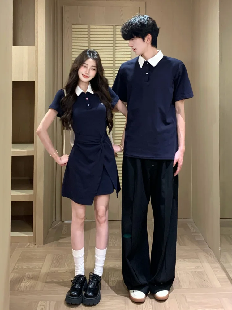 Camisa  Design Sensacional para Casal, Conjunto de Verão Manga Curta, Vestido Casual de Algodão, Moda Masculina e Feminin...
