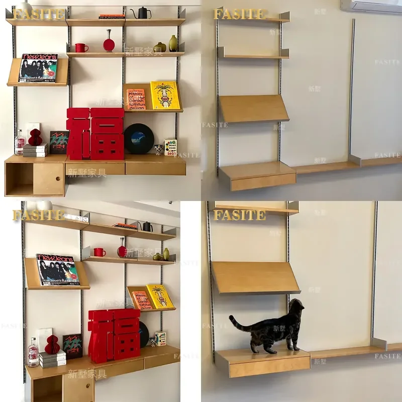 For Wall Birch Ocean Panel Hanging Cabinet Modern Simple Aluminum Profile Display Rack Adjustable Small Apartment Storage