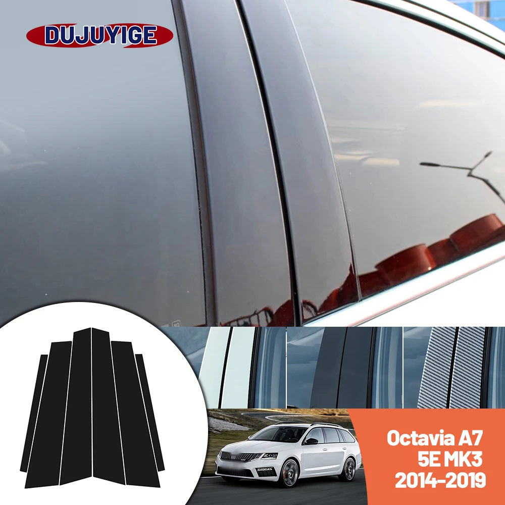 

Bright black carbon fiber door and window B C Pillar sticker suitable For Skoda Octavia A7 5E MK3 2014-2019 2015 2016 2017 2018