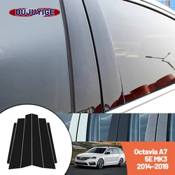 Bright black carbon fiber door and window B C Pillar sticker suitable For Skoda Octavia A7 5E MK3 2014-2019 2015 2016 2017 2018