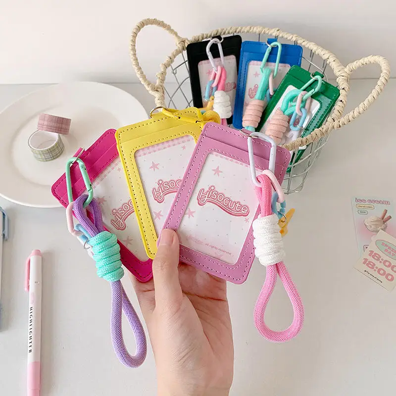 PU Photocard Holder Keychain Idol Photo Sleeve Multipurpose Credit ID Bank Card Holder Student Card Case Protective Case