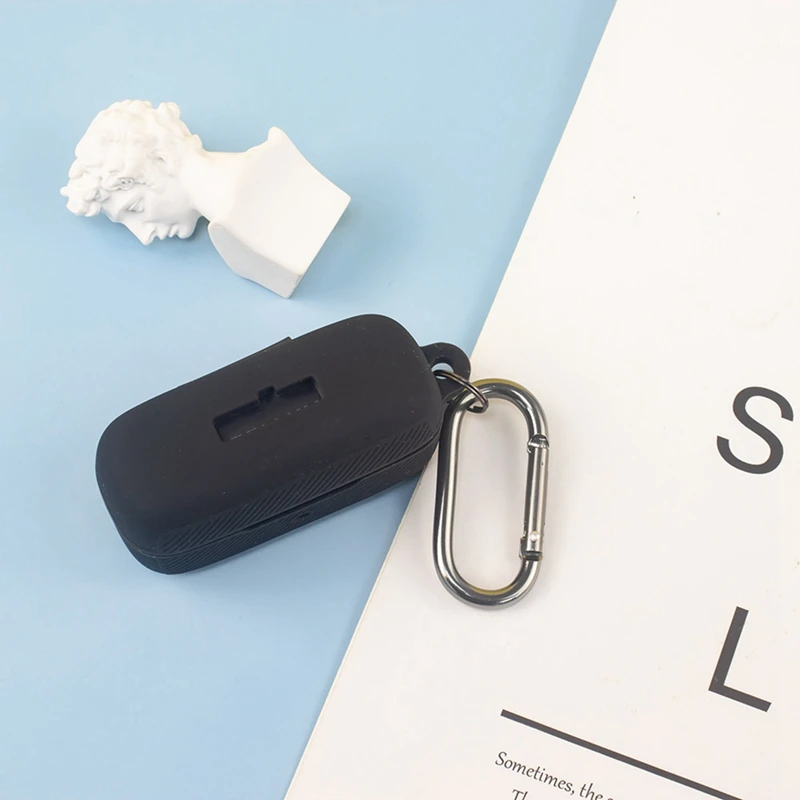 Silicone Case For Earfun Air Pro 3 Shockproof Silicone Wireless Blue Tooth Headphone Protective Cover With Hook Durable Blue