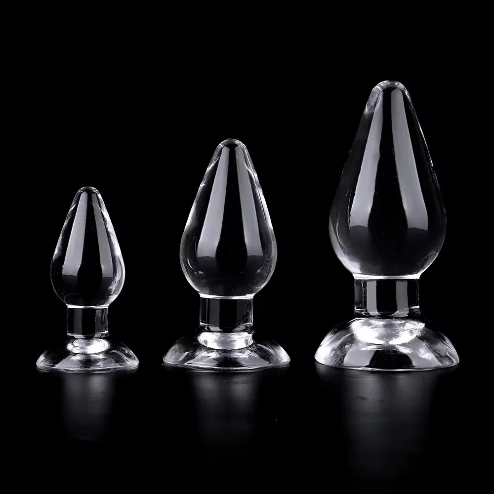 Big Mac Posterior Anal Plug Large, Medium, and Small Three piece Set of High Transparent Crystal Ball Posterior Plug