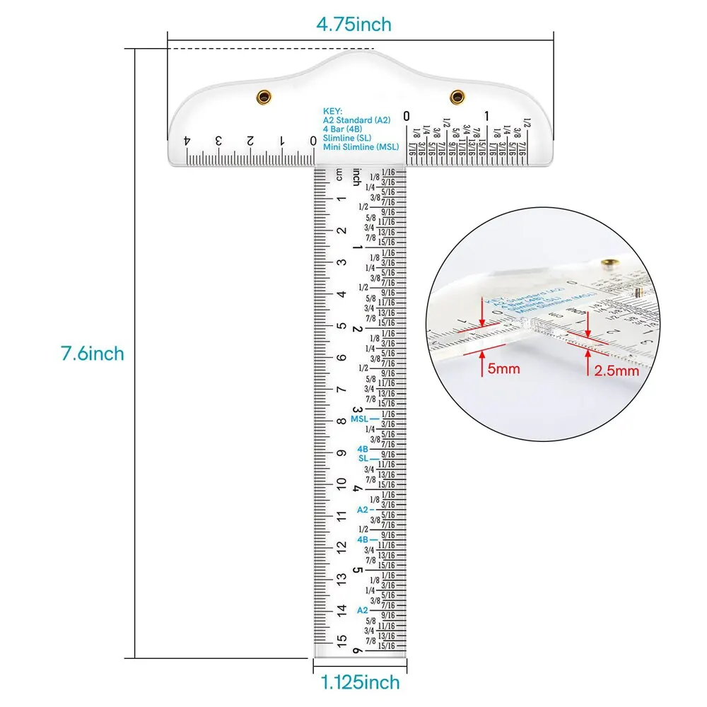 6 Inch Clear Acrylic T Square Ruler For Easy Reference While Crafting T Square Ruler Handtool In Both Inches Metric Measurements