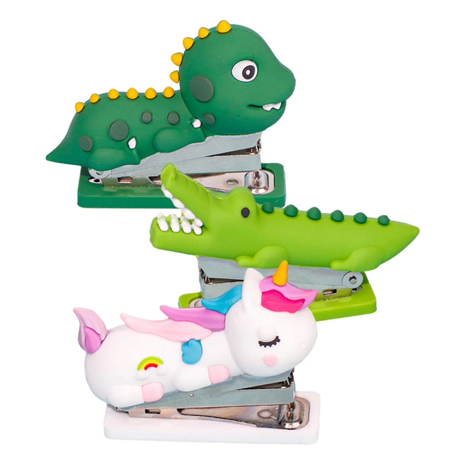 3 قطعة دباسة صغيرة لطيفة على شكل حيوان كرتوني آلية قوية دباسة ذات سعة كبيرة للمكتب والمنزل والمدرسة والقرطاسية الجمالية