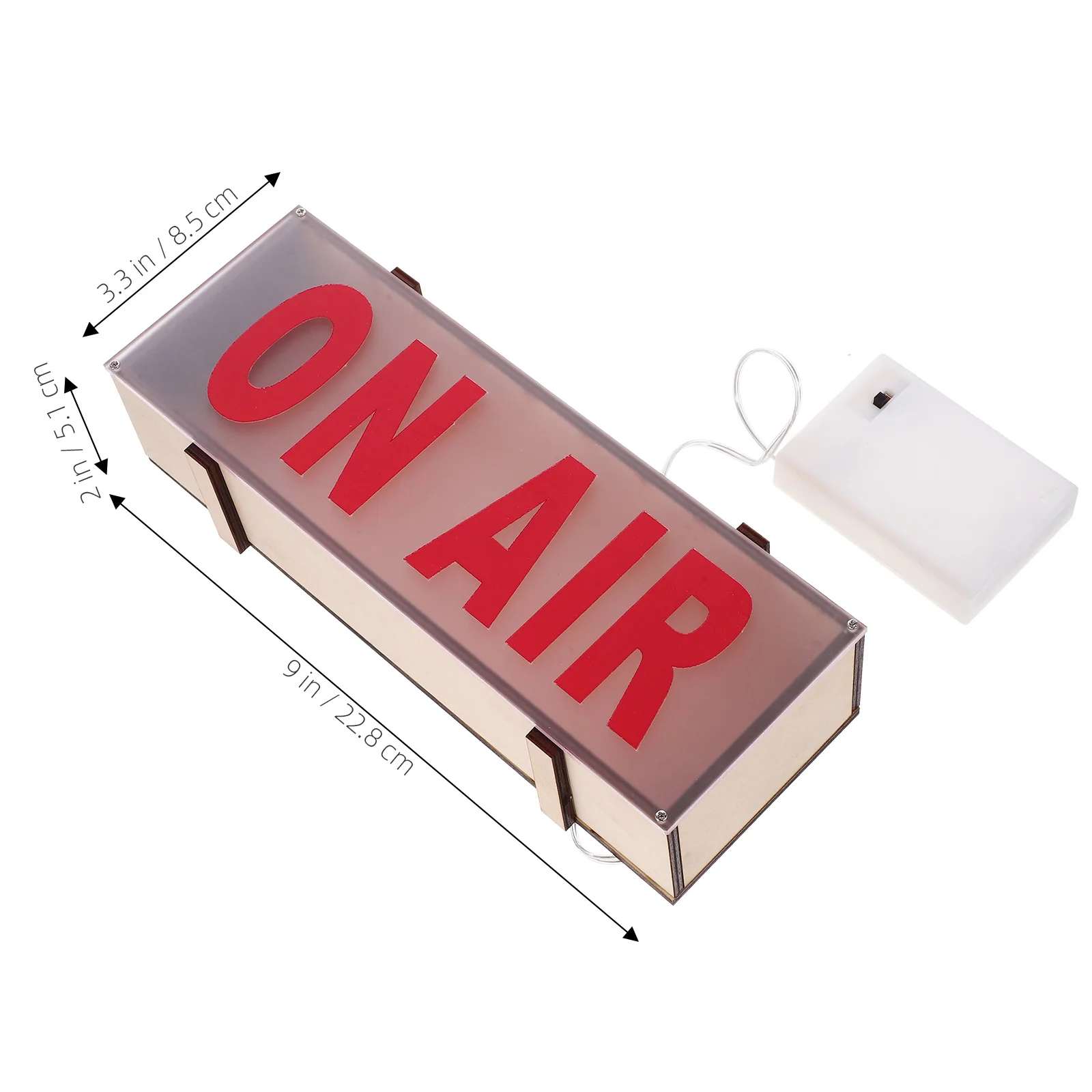 Solid Wood Light Box Night Decor Led Sign Red Color Recording Office Desk Warm Atmosphere No Glare Eye Protection