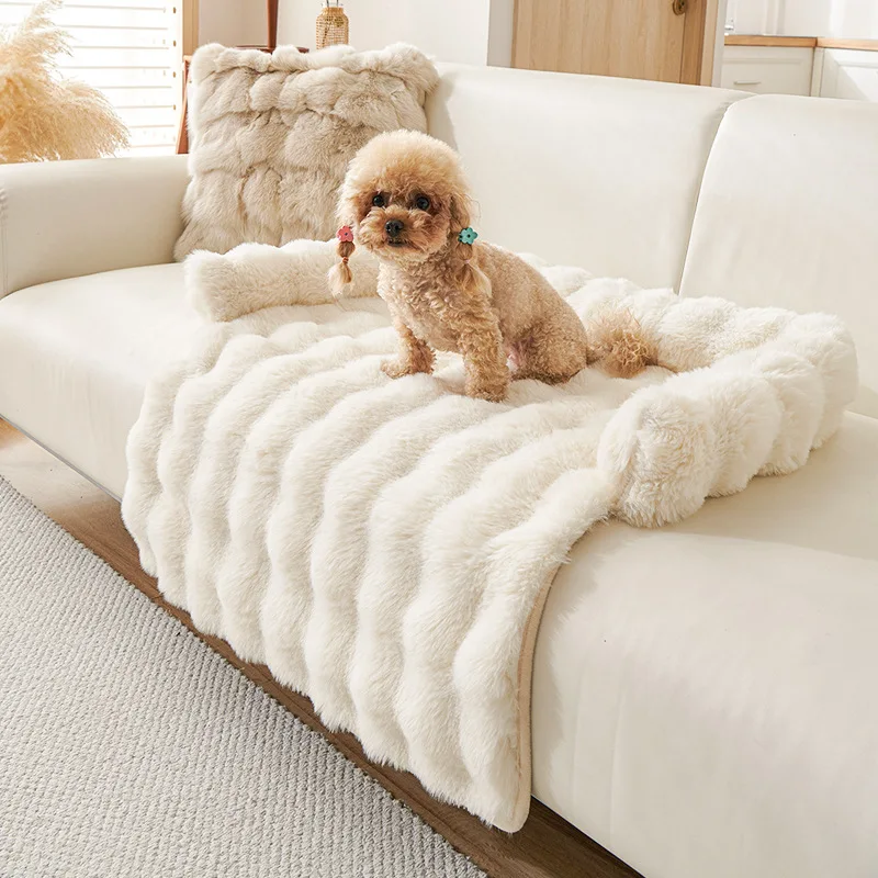 Nieuwe nep konijnenbont grote hondenmat kattenbed huisdiermatras leuk luxe pluche huisdierbed geschikt voor kleine tot middelgrote honden en katten