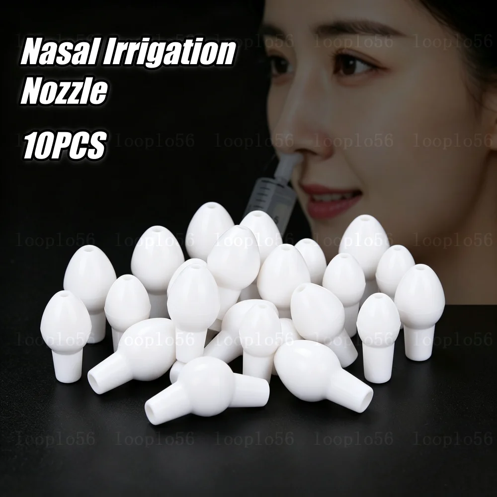 10Pcs Plastic Nasal Irrigator Nozzle Wash Head Replacement Tips, Irrigation for Sinus Relief, Nose Cleaning Adult Nasal Rinse