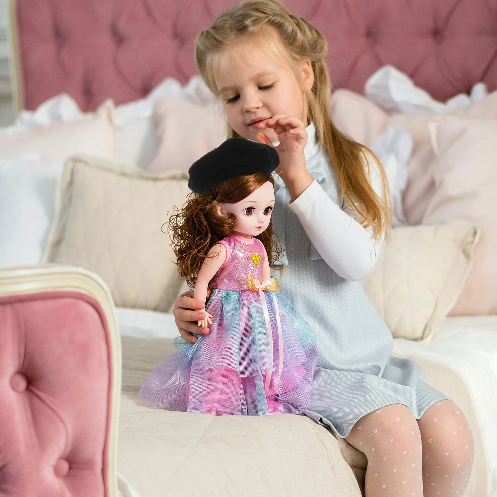 

Miniature 10Cm Cotton Beret Hat Wool Mini Top Cap Tiny Beret for Crafts Birthday Party 10Cm Hat Mini Sombrero Hats