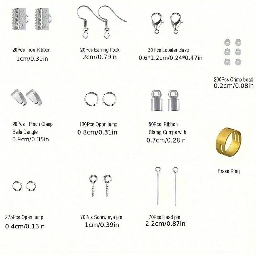 1 Set/1 Box Deluxe Schmuckherstellungs-Starter-Kit, Umfassendes Set für Ohrringe, Halsketten-Zubehör, DIY-Zangen-Set für Schmuckreparaturen – Detail 5