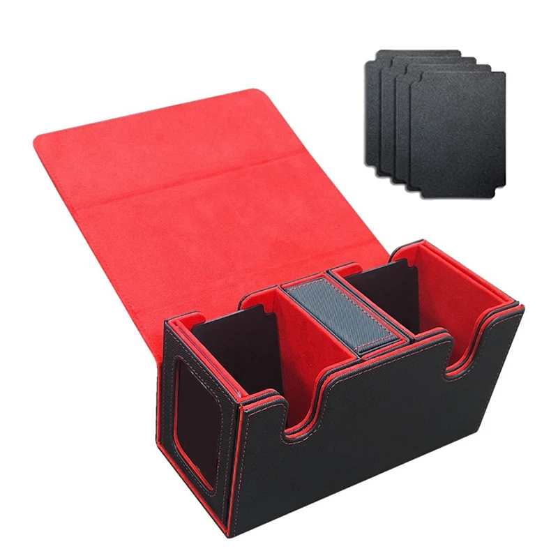 Card Storage Box For 200+ Cards,3-In-1 Card Deck Case, Card Organizer With 4 Dividers