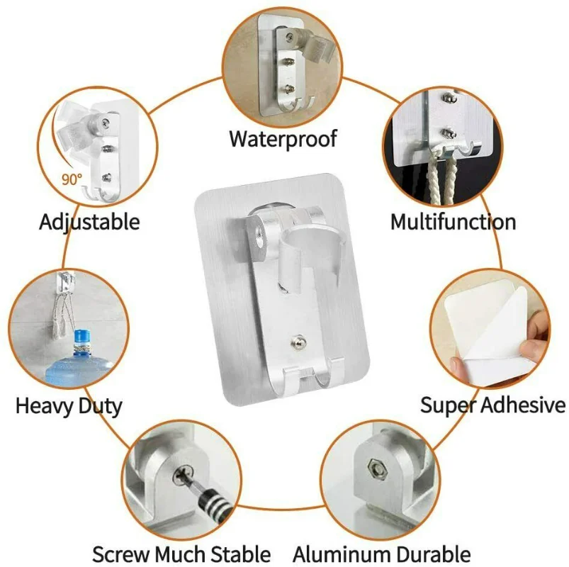 Shower Head Adjustable Holder Shower Bracket Strong Adhesive Wall Gel Mounted Stand Shower Mounting Brackets Bathroom Tools