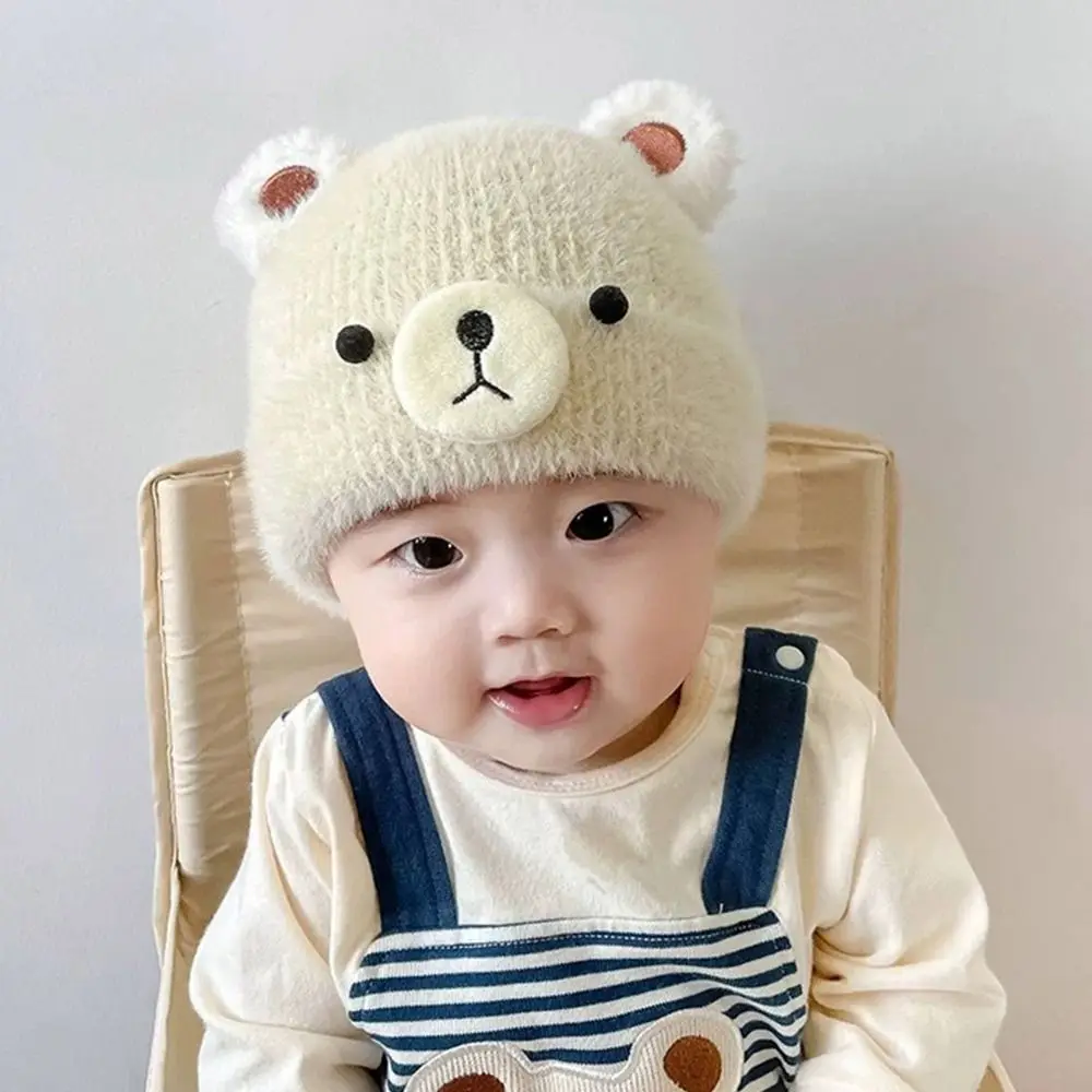 

Cute Soft Winter Warm Hats Windproof Ear Protection Plush Bonnet Caps Solid Color Korean Beret Hat Toddler