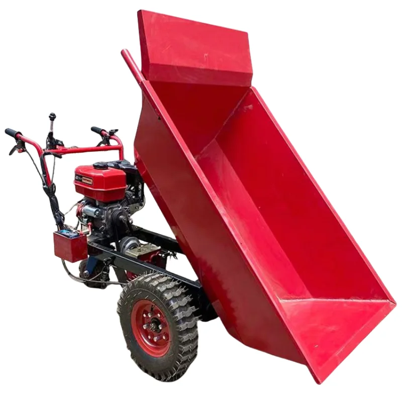Hand-pushed Agricultural Carts Are Used for Transporting Sand in Farm Orchards and Construction Sites.
