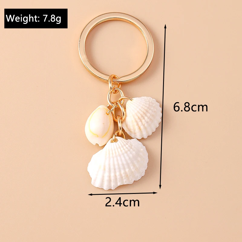Aihua Mode Y2K Gold Farbe Nette Seestern Perlen Muschel Schlüsselbund Schlüssel Ringe für Männer Frauen Handtasche Anhänger DIY Schmuck Geschenk – Detail 10