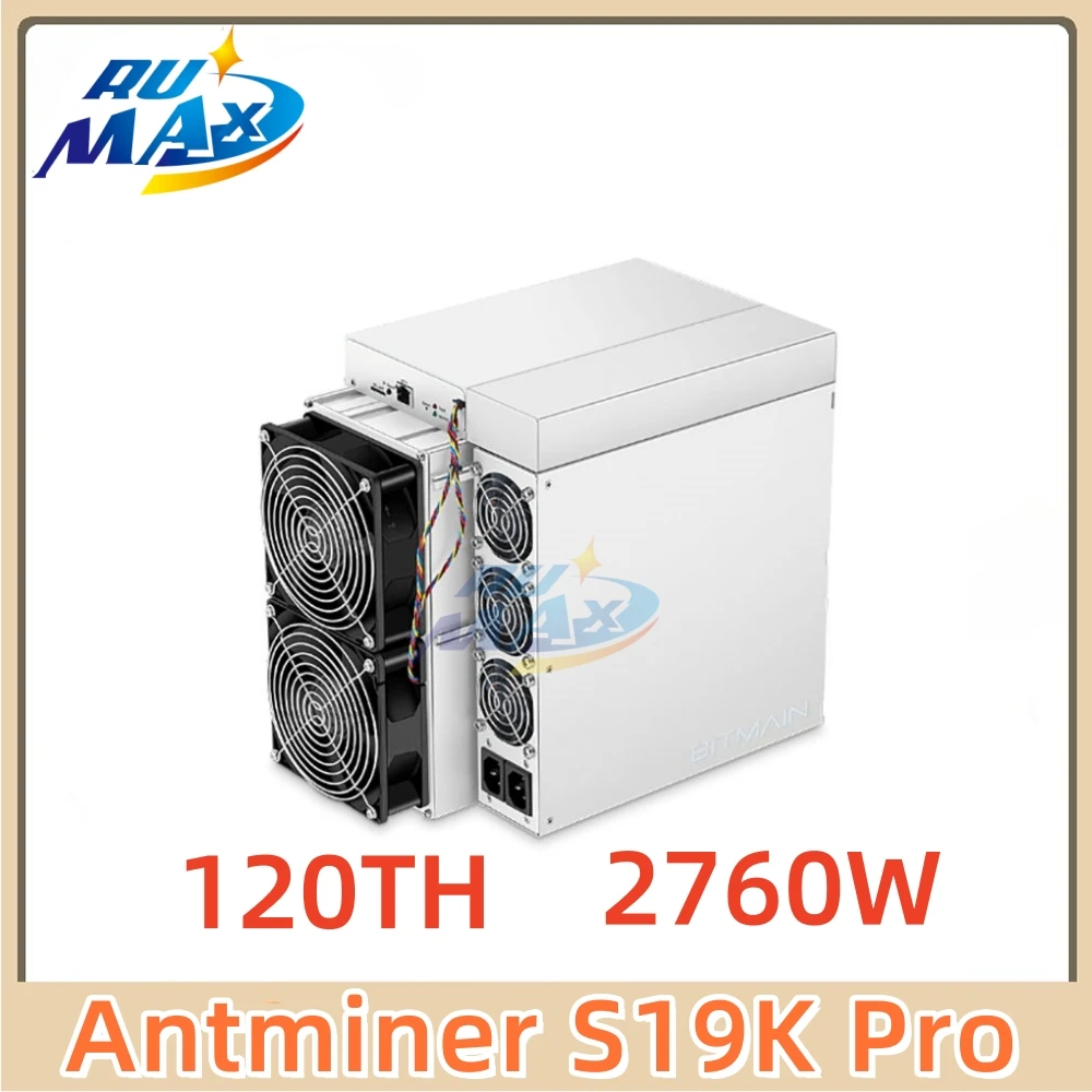 Antminer S19k Pro 120TH/s Bitcoin ASIC Miner com APW12 PSU 23J/TH Ultra-Eficiente refrigerado a ar BTC/BCH/BSV ASIC Transporte rápido