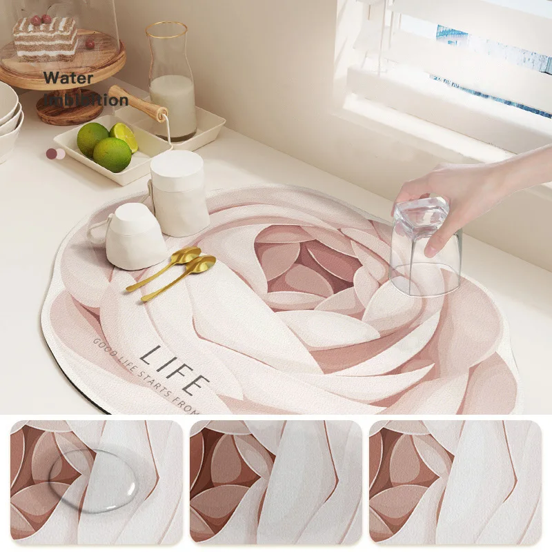 Tappetino per asciugatura in microfibra per bancone da cucina, tampone assorbente per scolapiatti, tappetino per asciugatura piccolo, resistente al calore