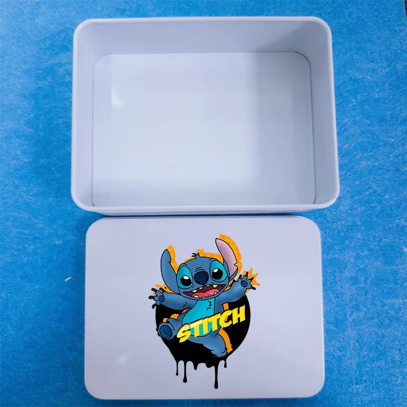 جديد غرزة الكرتون أنيمي صفيح صندوق مع غطاء غطاء Kawaii سعة كبيرة الأبيض مستطيلة صور مجوهرات الحلوى حقيبة للتخزين