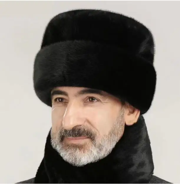 czapka zimowa Russian Winter Cap Thickened men's Old Hat Imitation Mink Hair Dad Old Hat Russian Toboggan Pillbox M29