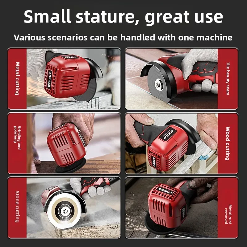 

2025Мини-угловая шлифовальная машина, перезаряжаемая бытовая шлифовальная машина, небольшой станок для резки с литиевой батареей, многофункциональная электрическая шлифовальная машина
