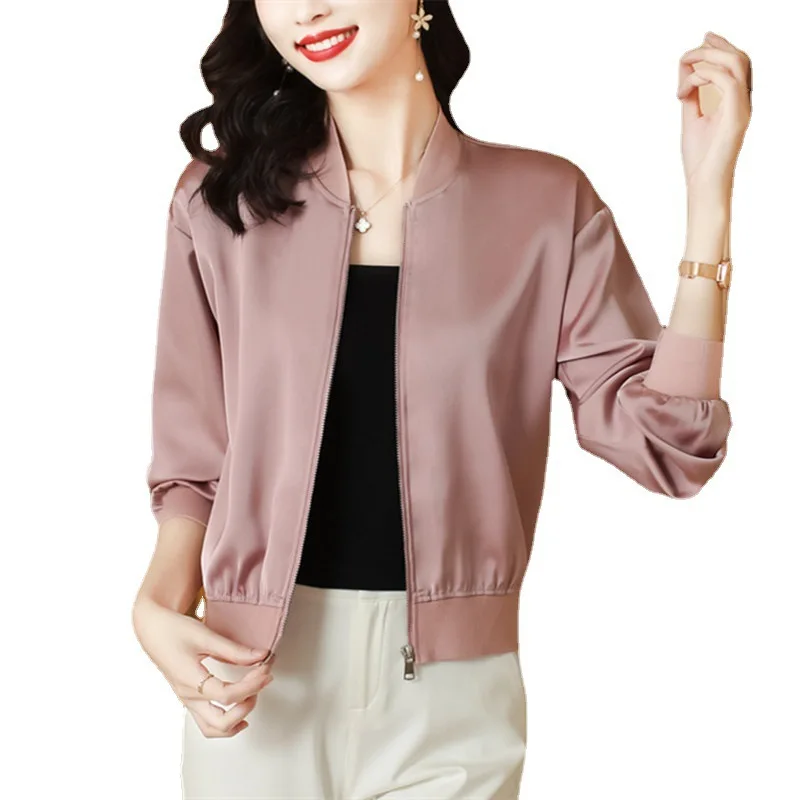 

Baseball Jacket Women Spring Autumn New Style Lady Elegant Slim Fit Jacket Top Trendy