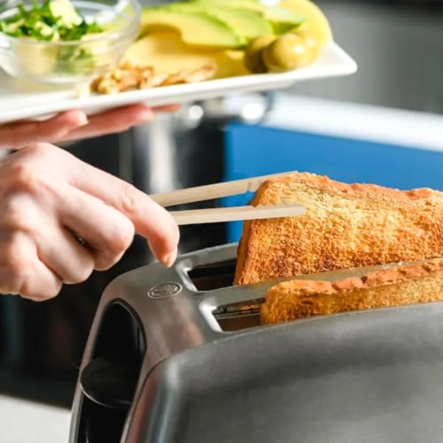 ملقط من الخيزران وملقط توست للطهي 8.6 بوصة مغناطيسية + 7.1 بوصة أواني صغيرة مضادة للانزلاق من الخيزران الفاخر لخبز لحم الخنزير المقدد سالا