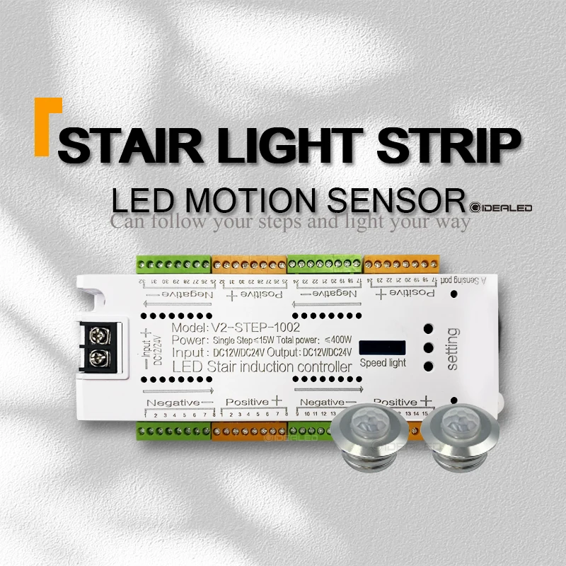 Stair Light Strip LED Motion Sensor 32 Channel Controller Indoor Motion Night light 12V/24V Flexible Strip for Stair Lights