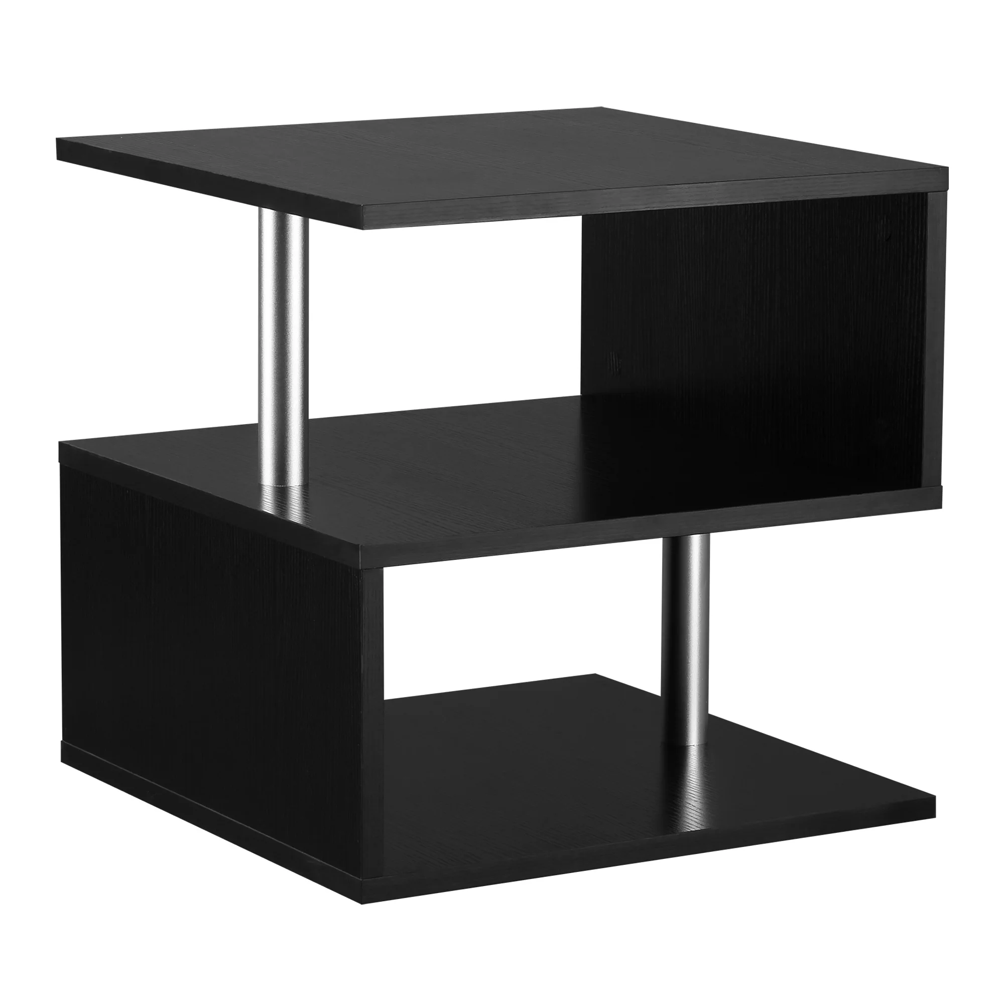 HOMCOM 20" Modern End Table S-Shaped Coffee Table with Steel Poles Black