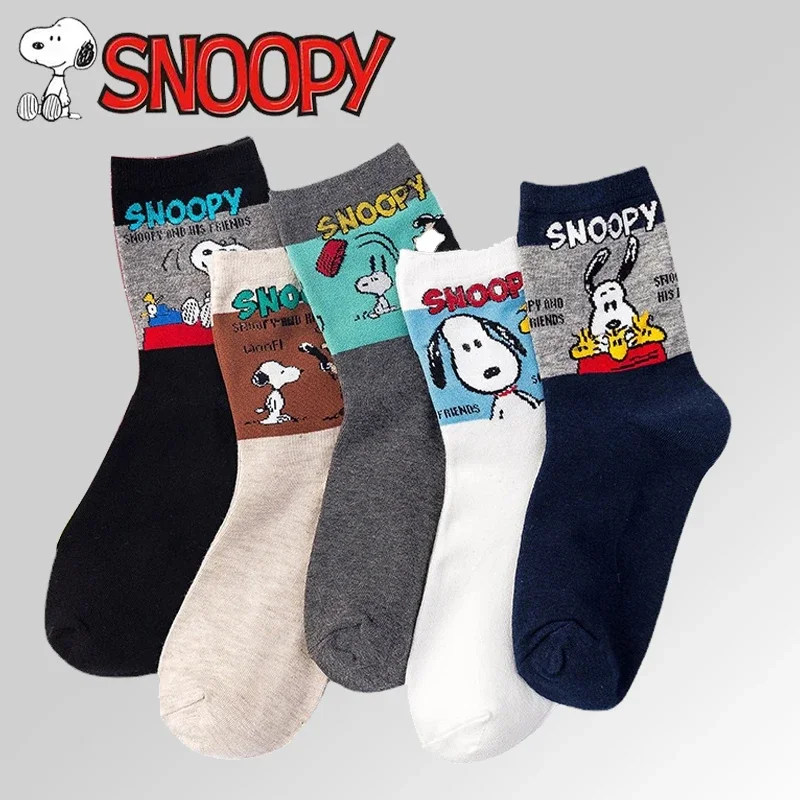 Snoopy Cotton Socks Cartoon Anime Socks Mid-calf Socks Women Girl Leisure Prints Breathable Sports Sock Adult Sock Stockings